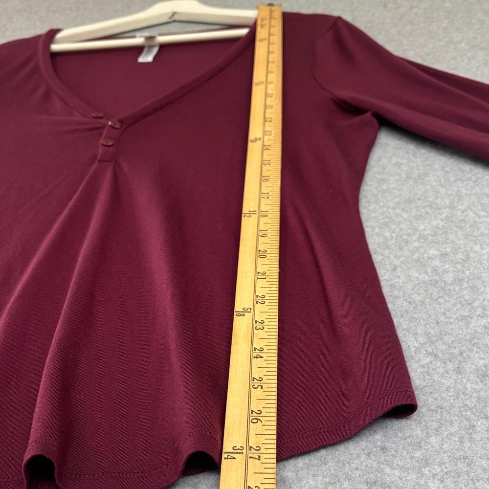 Athleta Nighttime Bliss Sleep Long Sleeve V-Neck Women Top LG Burgandy - Picture 4 of 6